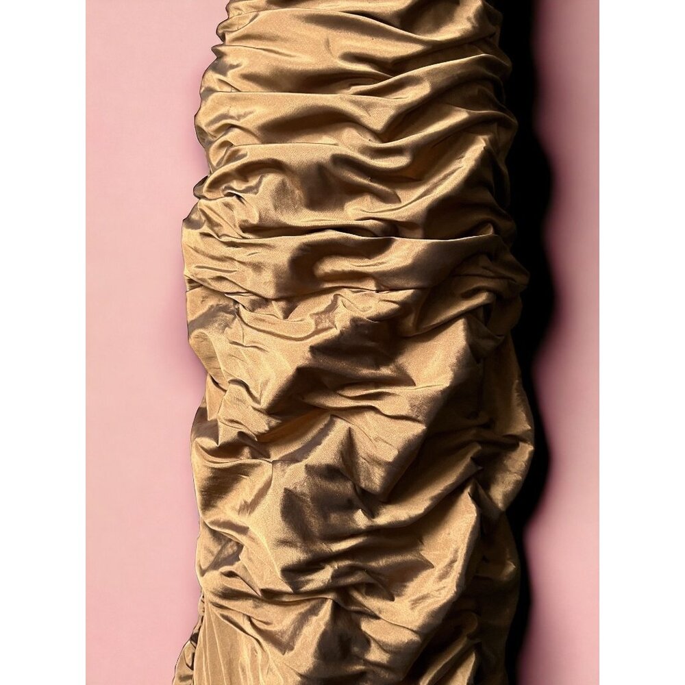 Cachet Gold Ruched Prom Dress - Picture 7 of 9
